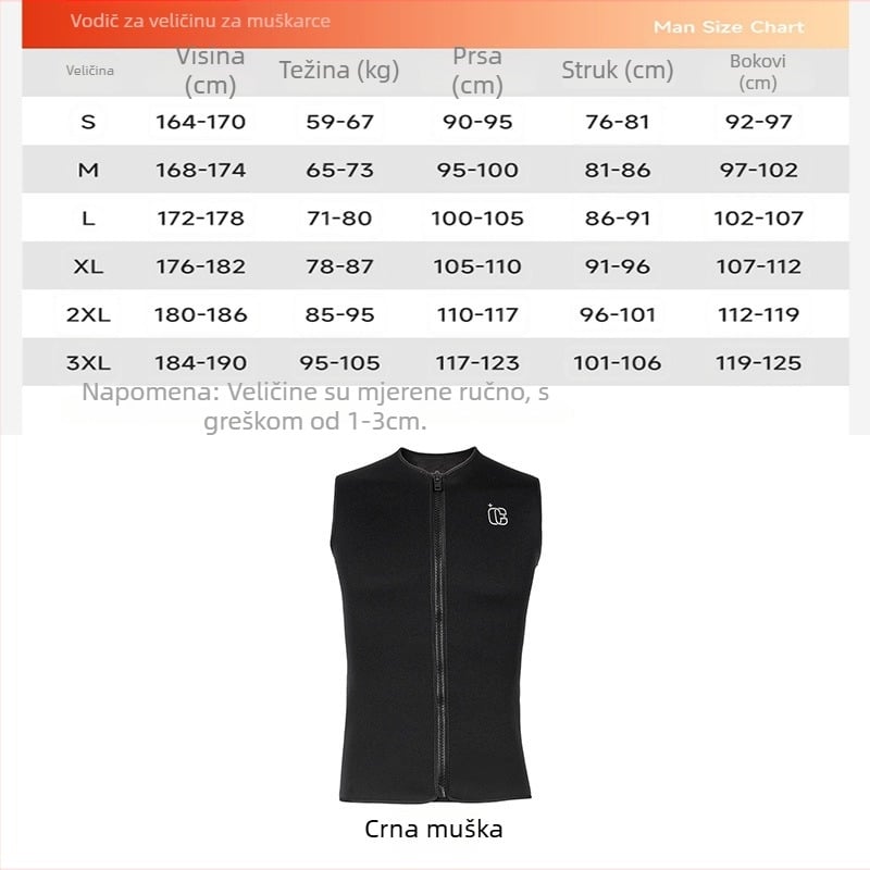 3 mm potapljački prsluk s flis podstavom — topao i otporan na hladno, unisex, za surfing, jedrenje, skateboard i slobodno ronjenje — neopren-nylon s baršunastom podstavom