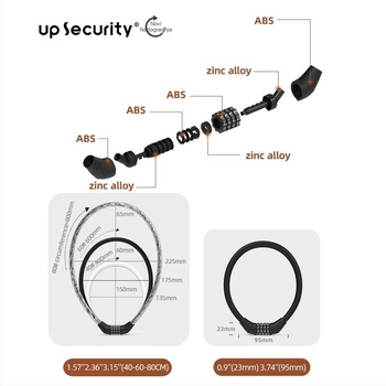 Kombinacijski lok za bicikl, model 1B, cinkova legura, 300 g, za bicikle i električna vozila