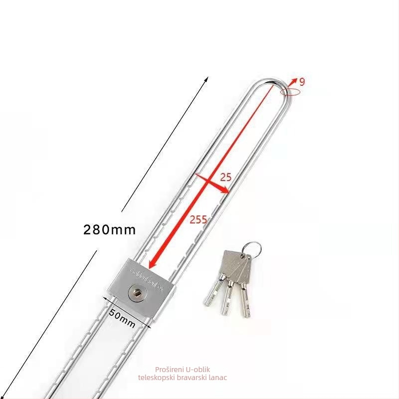 Kućni lokot s produženim U-oblikom dijela, od nehrđajućeg čelika, model Type C, SiXCYCLE