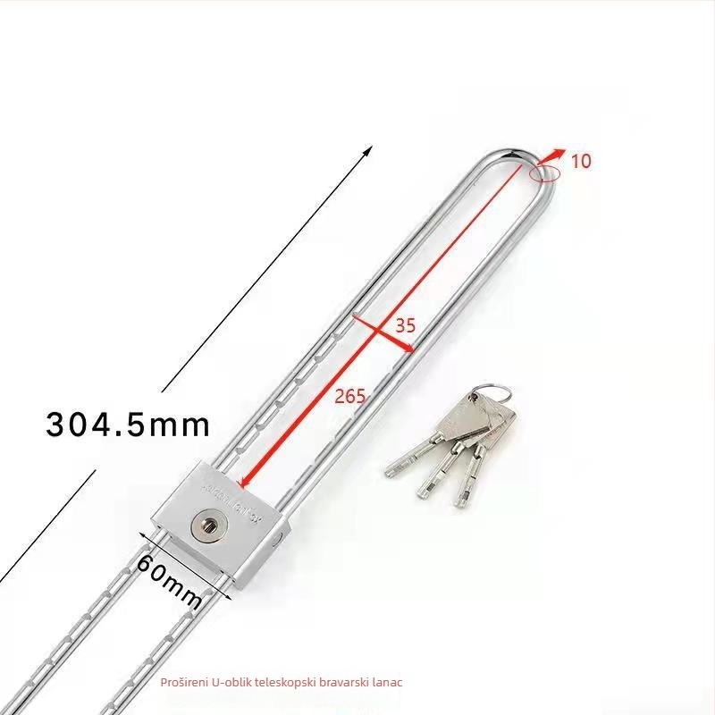 Kućni lokot s produženim U-oblikom dijela, od nehrđajućeg čelika, model Type C, SiXCYCLE