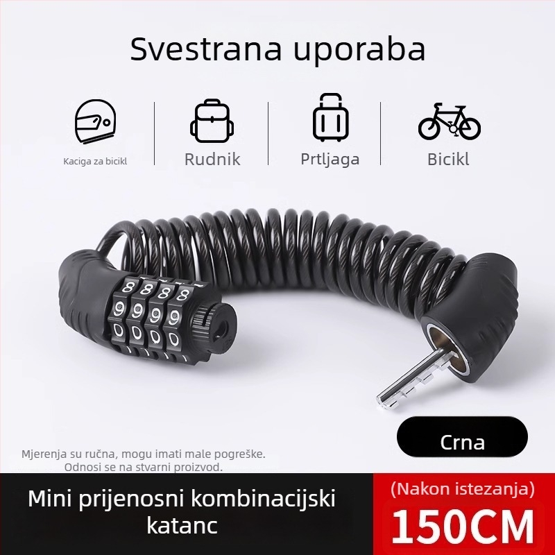 Brava za bicikl s lozinkom, prenosni mini lančani lok, zaštita od krađe, minimalistički dizajn