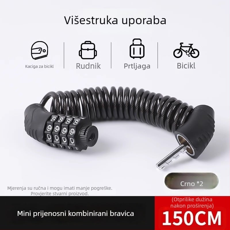 Brava za bicikl s lozinkom, prenosni mini lančani lok, zaštita od krađe, minimalistički dizajn