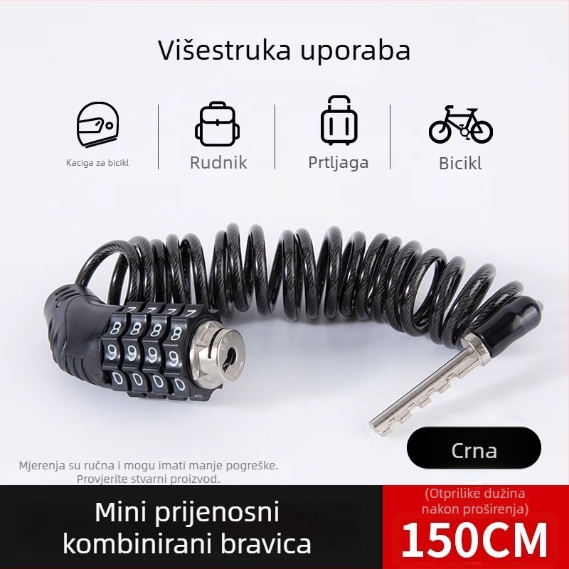 Brava za bicikl s lozinkom, prenosni mini lančani lok, zaštita od krađe, minimalistički dizajn