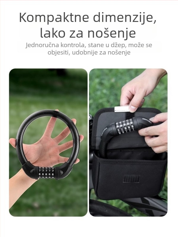 Tosuod brava za bicikl s 5-znamenkastim kodom, metalni prstenasti oblik, prijenosna