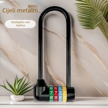 Duga U-oblikovana brava s lozinkom za bicikle i ormariće, model 206 Long Beam Series, materijal nehrđajući čelik i metalna legura, težina 250 g