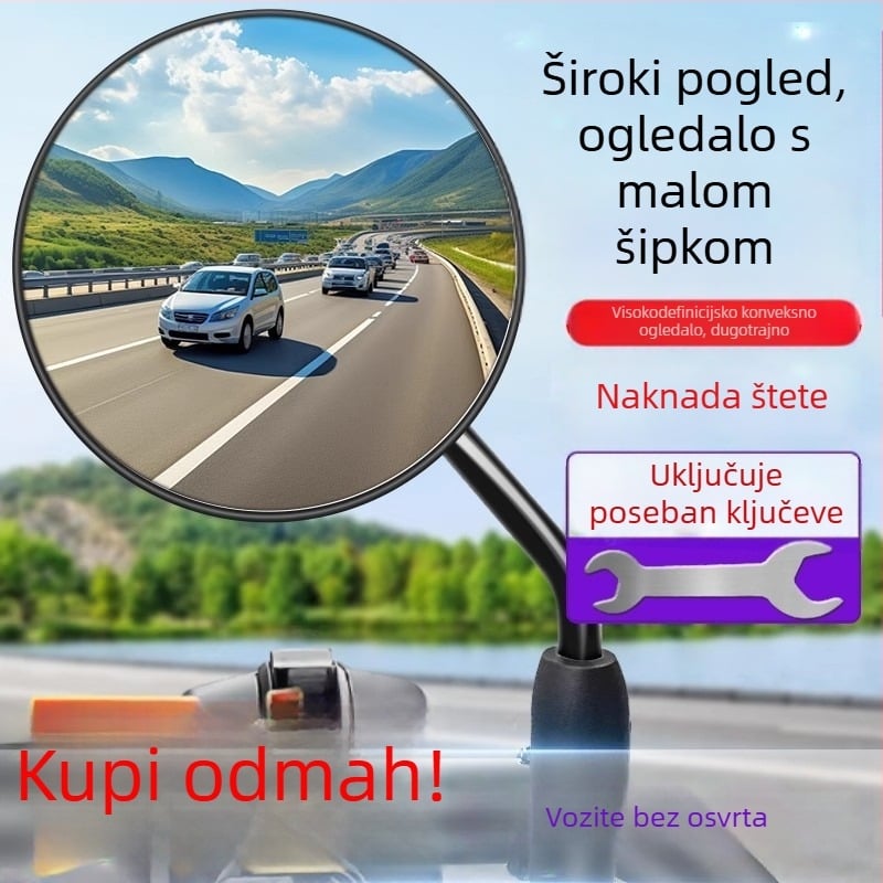 Zadnje ogledalo za električni bicikl i tricikl, kružno, desni navoj, visoka otpornost na udarce | Model YJ-B721, Marka YiJu