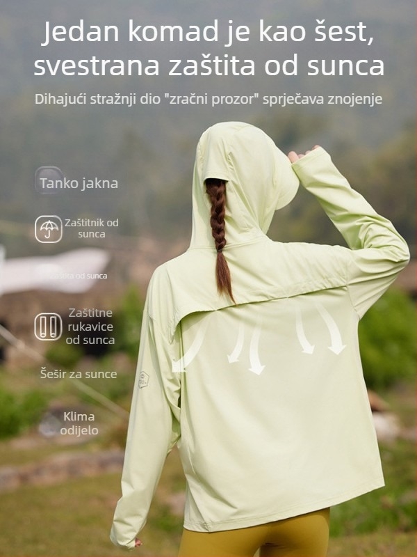 Najlon jakna s kapuljom UPF100+ – brzo sušenje i prozračna