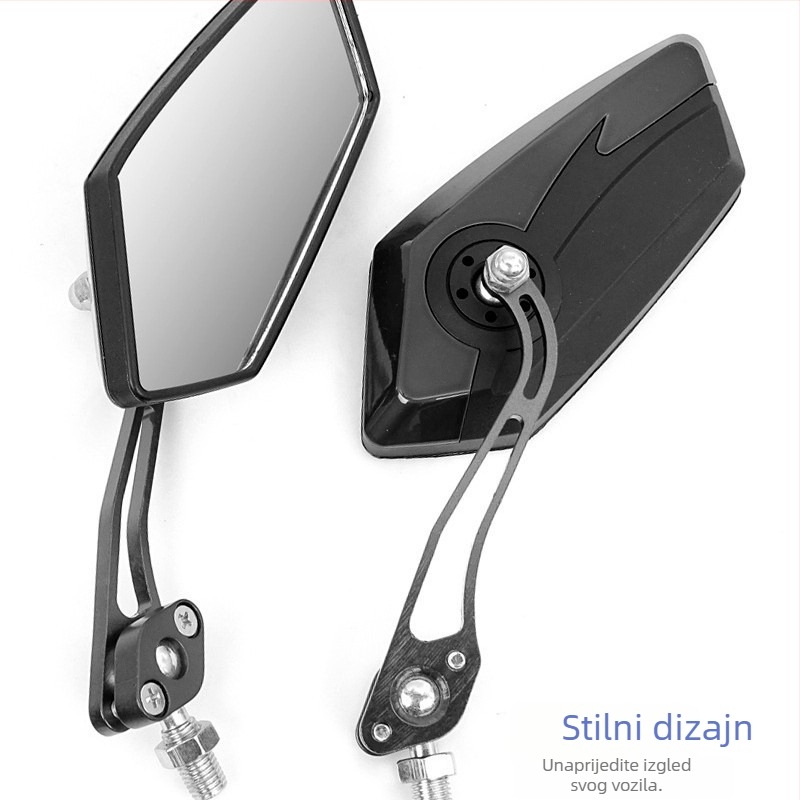 ZY2653 Univerzalni retrovizor za motocikl za teren — aluminijski spojni štap, PP kućište, ogledalo oblika pentagrama, ugradnja 10 mm/8 mm