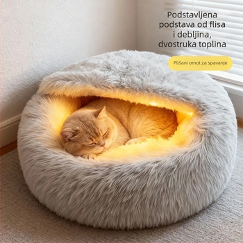 Krevet za mačke s zatvorenim dizajnom – pliš, za mačke, universalno za sve sezone, oznaka -mw1