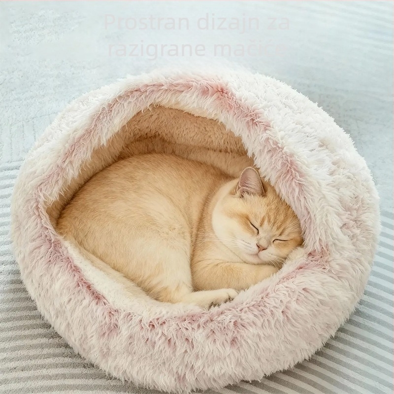 Krevet za mačke s zatvorenim dizajnom – pliš, za mačke, universalno za sve sezone, oznaka -mw1