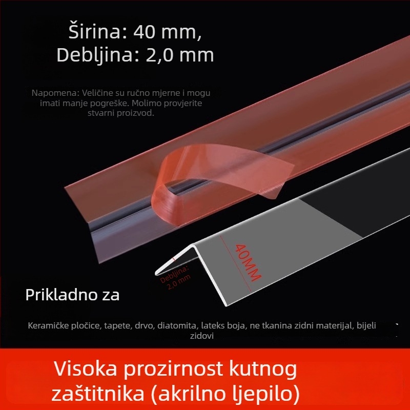 Prozirne zaštitne kutne trake za zidove, samoljepljive, bez bušenja, dekorativne naljepnice za kut (Podrijetlo: Yiwu; Šifra: 12345678; Prekogranični izvoz: Da; Marka: Druga; Uvozi: Ne)