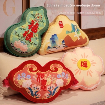 Jastuk s plišanim omotom i PP pamukom punjenjem, prilagodljiva obrada, izšivanje, resice i tisak, Novi kineski stil