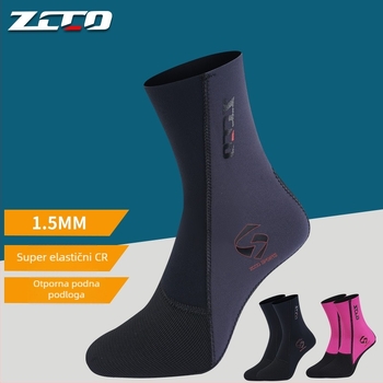 ZCCO ronilačke čarape od neoprena, 1.5 mm, protuklizne, otporne, overshoe dizajn za ronjenje i snorkeling
