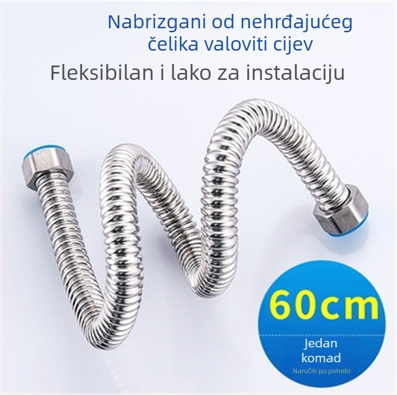 304 nehrđajući čelik – savitljiva gofrirana cijev za vodu za tuš i perilicu — ugradnja u zid, 1.0 MPa, normalna temperatura, protiv curenja, branda Jinhong