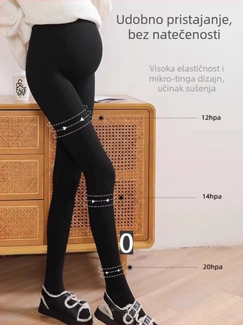 Trudničke legice za jesen/zimu, visoki struk za podršku trbuha, debeli topli materijal i protuklizni dizajn