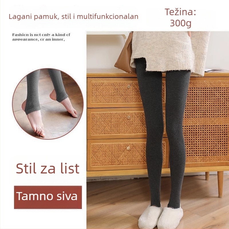 Trudničke legice za jesen/zimu, visoki struk za podršku trbuha, debeli topli materijal i protuklizni dizajn