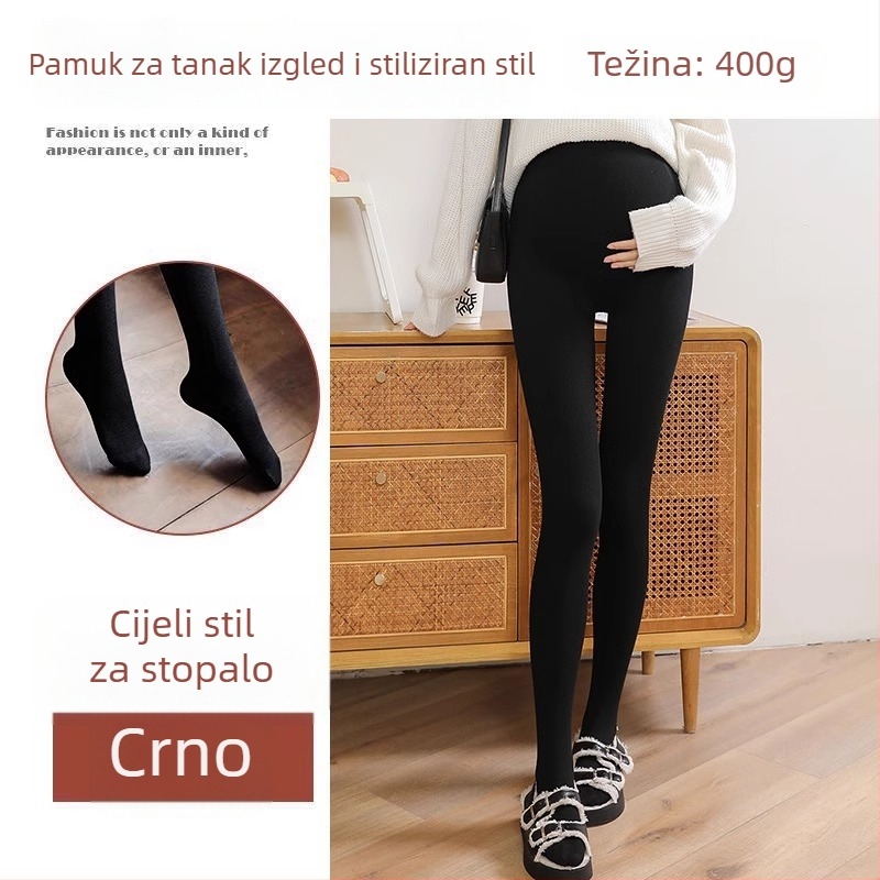 Trudničke legice za jesen/zimu, visoki struk za podršku trbuha, debeli topli materijal i protuklizni dizajn