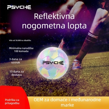 Psyche nogometna lopta, PU, šivana strojem, reflektirajuća i luminescentna, moguć ispis logotipa
