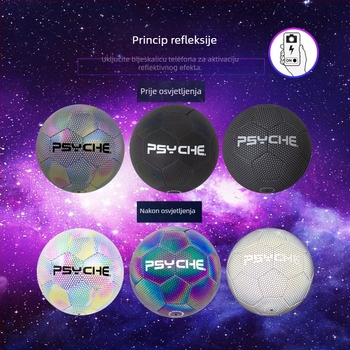 Psyche nogometna lopta, PU, šivana strojem, reflektirajuća i luminescentna, moguć ispis logotipa