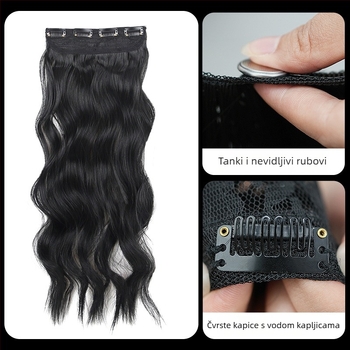 Kudrave dlake - četverodijelni set, ekstenzije s klipsama, vlakna visoke temperature