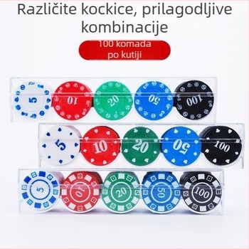 Set čipova za poker i mahjong, 100 komada (ABS materijal, miješani čipovi, za stolne igre)