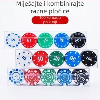 Poker i Mahjong žetoni – ABS materijal, 100 komada miješanog seta, više nominalnih vrijednosti, pogodna za poker sobe