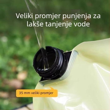 Vanjska sklopiva vrećica za vodu za kampiranje, vodootporna tkanina, materijal PET-nylon-PE, kapacitet 3L/5L/8L/10L