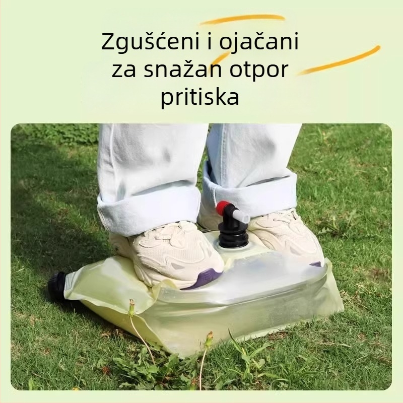 Vanjska sklopiva vrećica za vodu za kampiranje, vodootporna tkanina, materijal PET-nylon-PE, kapacitet 3L/5L/8L/10L