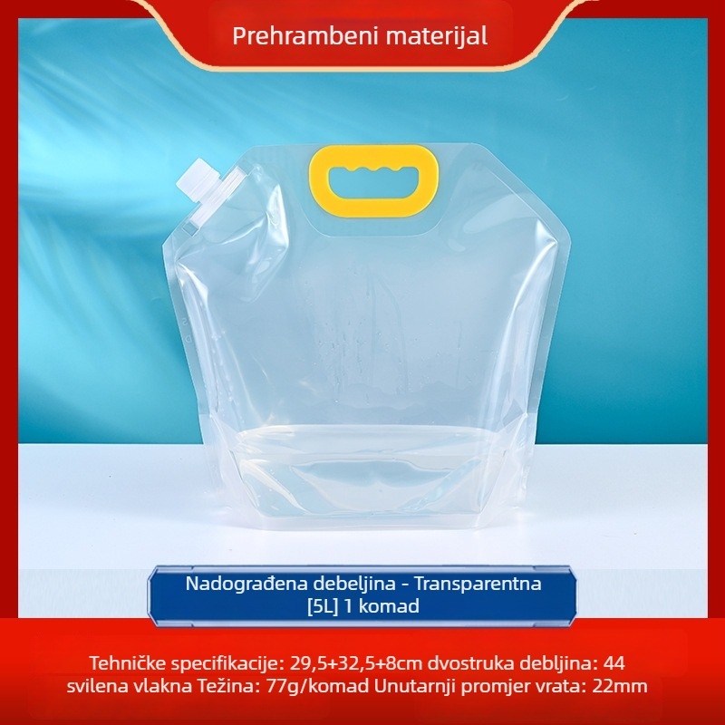 Vanjska sklopiva vrećica za vodu za kampiranje, vodootporna tkanina, materijal PET-nylon-PE, kapacitet 3L/5L/8L/10L