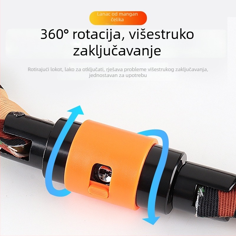 Mustang lančani katanc za bicikl, mangan čelik, 780 g, pogodan za bicikl, električno vozilo i motocikl