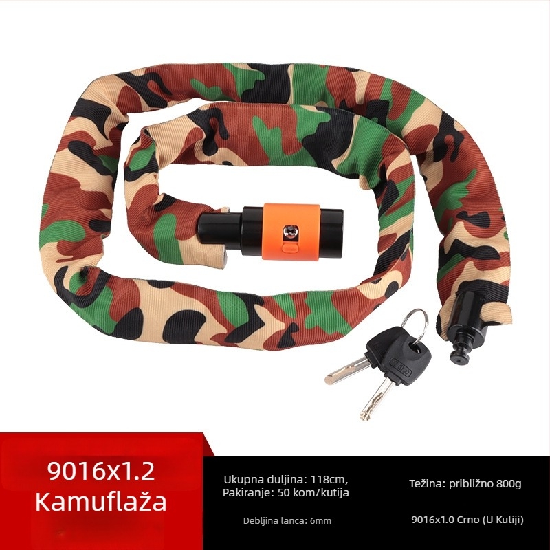 Mustang lančani katanc za bicikl, mangan čelik, 780 g, pogodan za bicikl, električno vozilo i motocikl