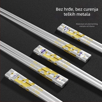 Čiste titanijske štapiće za jelo u kutiji, 5 pari, antibakterijski i otporni na plijesan, prehrambene kvalitete, moderni minimalistički dizajn