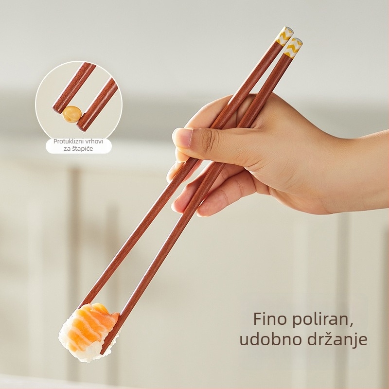 Štapići za jelo od crvenog sandalovog drveta, moderan minimalistički stil, 5 pari, ručno izrađeni, ogledni završni sjaj