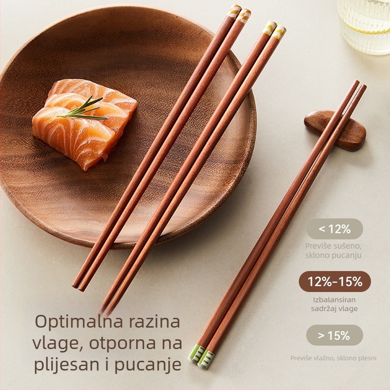 Štapići za jelo od crvenog sandalovog drveta, moderan minimalistički stil, 5 pari, ručno izrađeni, ogledni završni sjaj