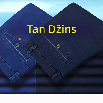 Traperice od denima za muškarce, visok pojas, ravne nogavice, s fleecem, široki kroj