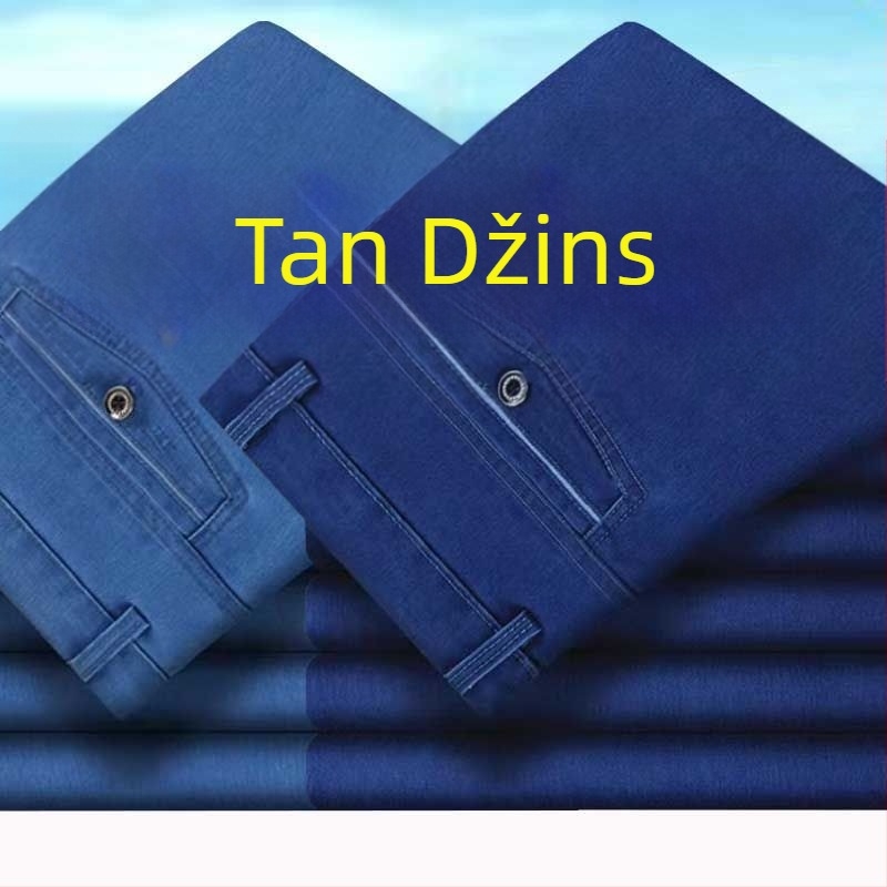 Traperice od denima za muškarce, visok pojas, ravne nogavice, s fleecem, široki kroj
