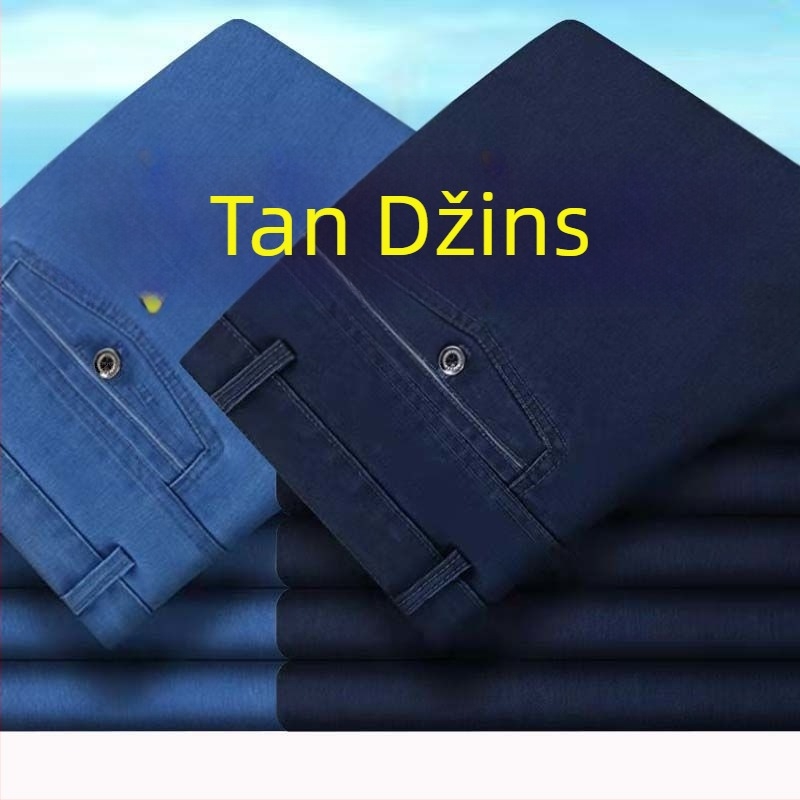 Traperice od denima za muškarce, visok pojas, ravne nogavice, s fleecem, široki kroj