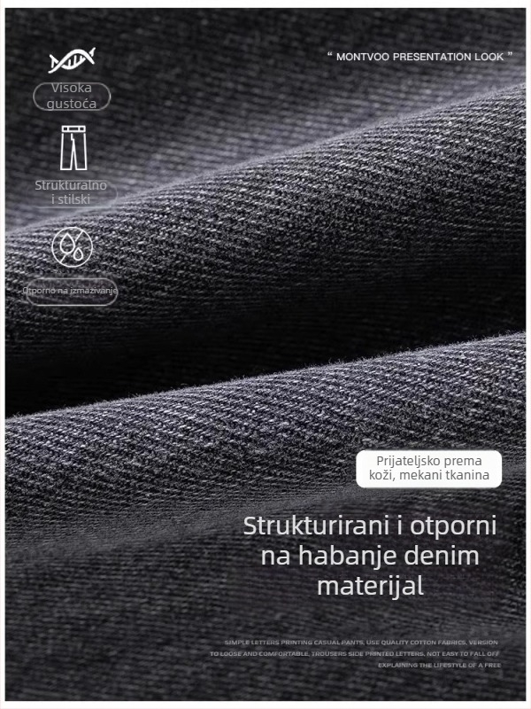 Muške traperice - pamukova mješavina, fleece podstava, srednji pojas, ravni kroj, zatvarač