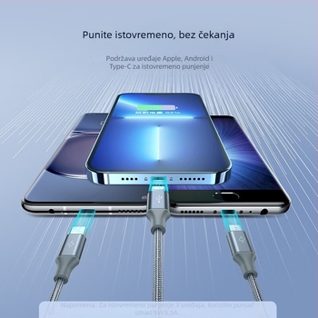 Romoss Mini USB kabel za podatke, duljina 1–2 m, razdvajanje 1–3, pleteni kabel, brzo punjenje do 3,5 A