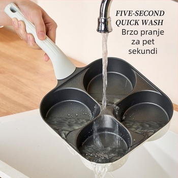 Tava za jaja s četiri otvora, titan-keramički premaz protiv prianja, aluminijska legura, višeslojno dno