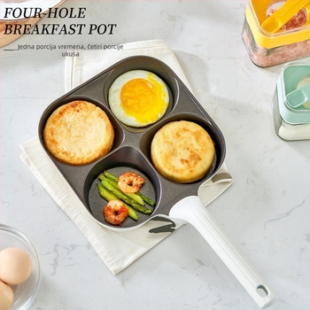 Tava za jaja s četiri otvora, titan-keramički premaz protiv prianja, aluminijska legura, višeslojno dno