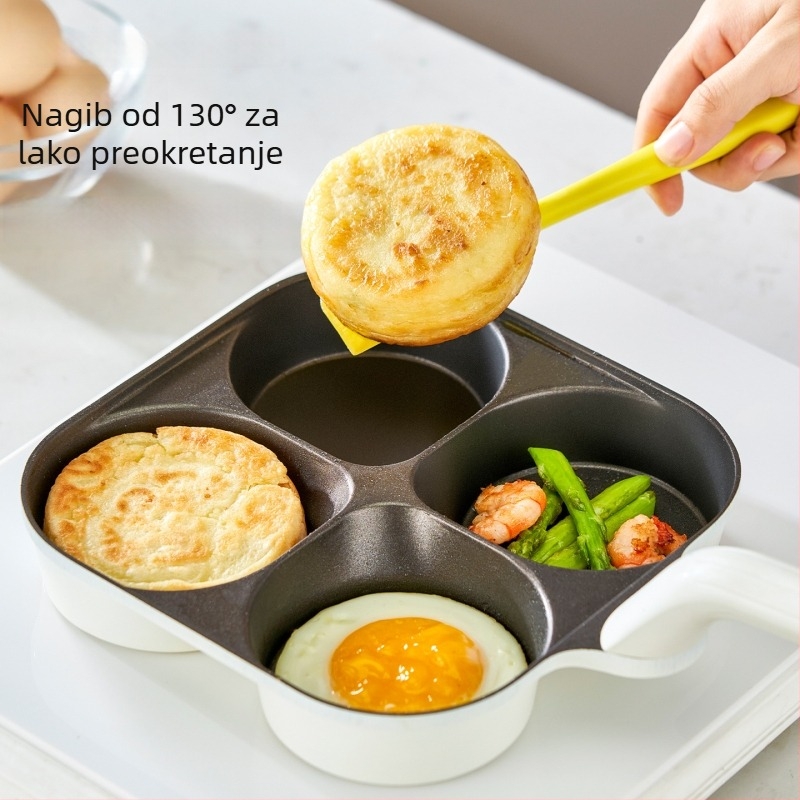 Tava za jaja s četiri otvora, titan-keramički premaz protiv prianja, aluminijska legura, višeslojno dno