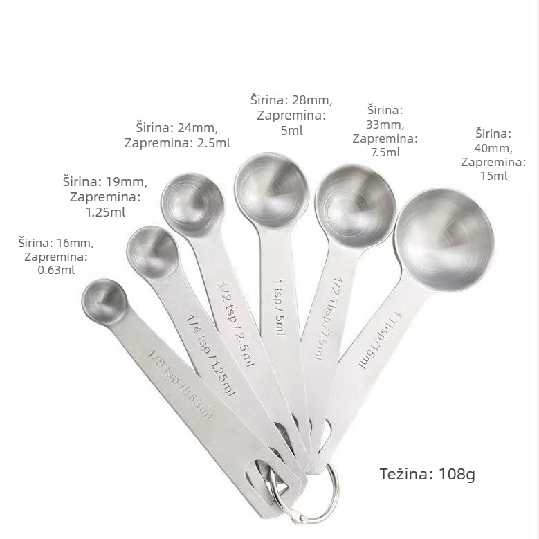 Set mjernih žlica, 430 nehrđajući čelik, za pečenje i šalice, moderan minimalistički stil