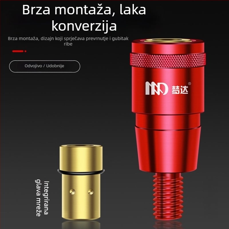 Mengda Brzi spoj za mrežu za ribolov, univerzalni spojni dio za glavu mreže i štap mreže, adapter protiv okretanja