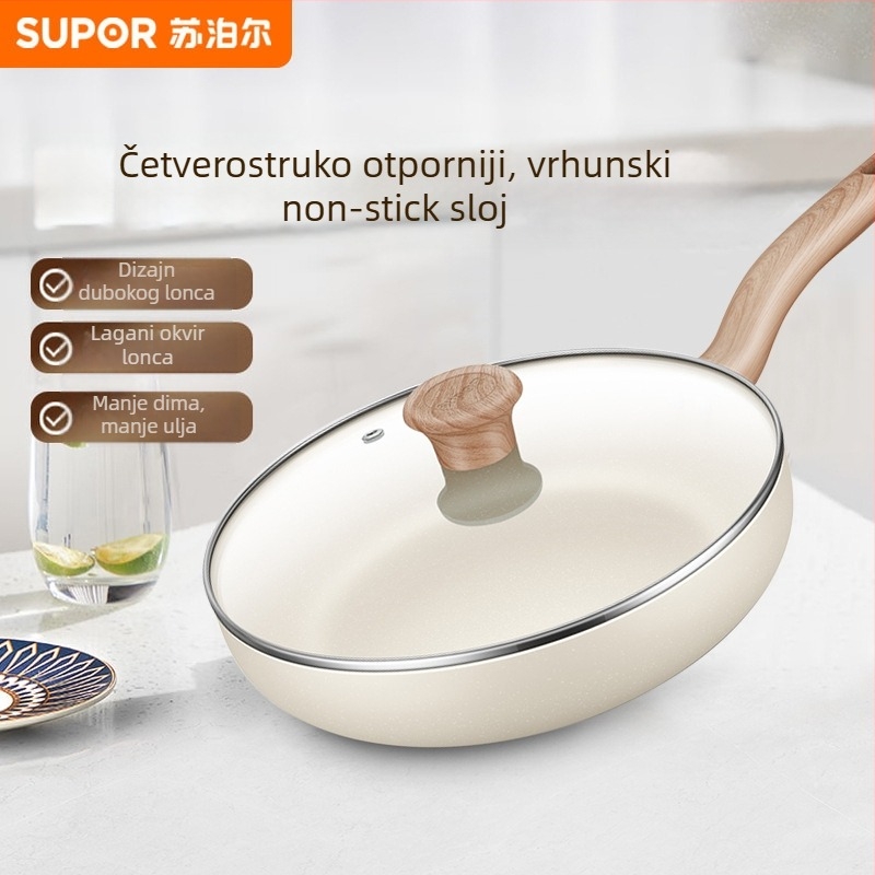 Supor Neprijanjajuća duboka tava s staklenim poklopcem – aluminijska legura, višeslojno dno, kompatibilno sa svim štednjacima