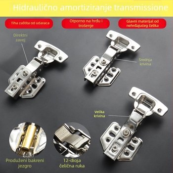 Šarki za garderobu od nehrđajućeg čelika s hidrauličkim tlom, nikl premaz, model Kg-g6