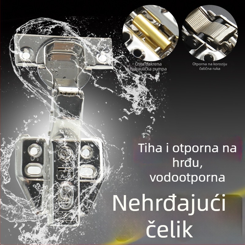 Šarki za garderobu od nehrđajućeg čelika s hidrauličkim tlom, nikl premaz, model Kg-g6