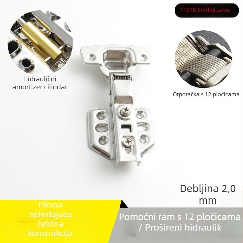 Šarki za garderobu od nehrđajućeg čelika s hidrauličkim tlom, nikl premaz, model Kg-g6