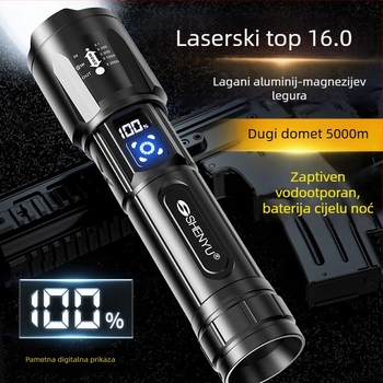 SHENYU ručna punjiva baterijska svjetiljka s laserskim zrakom, 5W, 2500mAh, domet preko 500 m
