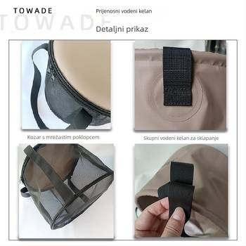 Sklopiva PVC kanta s mrežastom vrećom za pranje voća, za kampiranje i ribolov, kapacitet 10L/20L